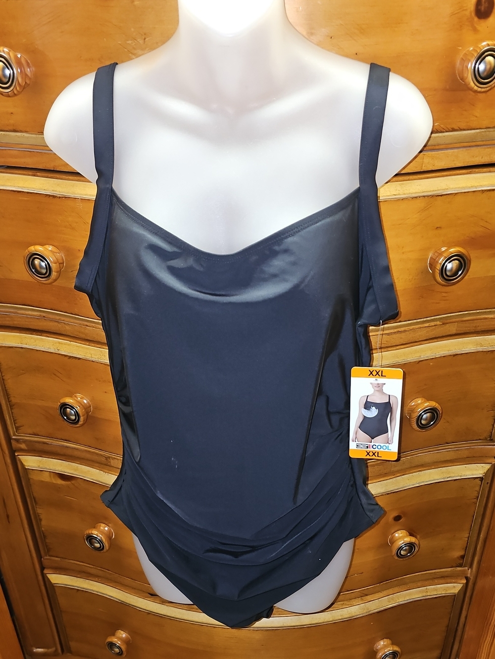 32 Degree Cool Black One-Piece Tank Swimsuit